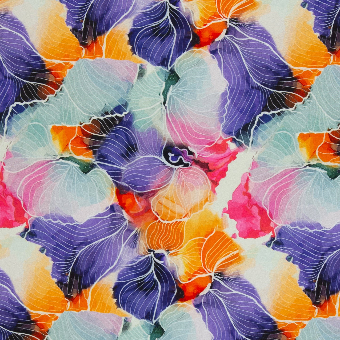 Stoff Viskosejersey Bunte Blumen