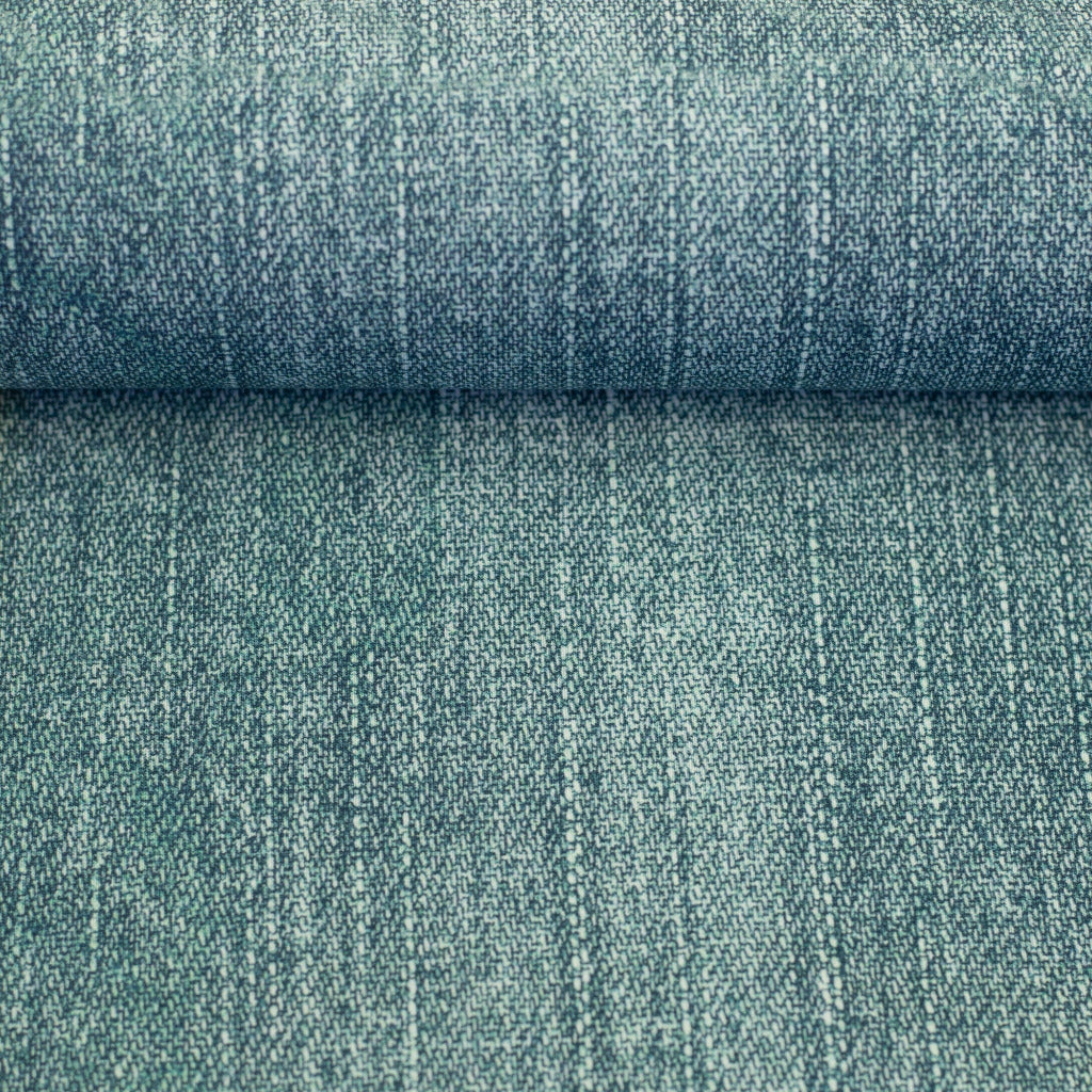 toller French Terry Denim Stoff in der Farbe Smaragd