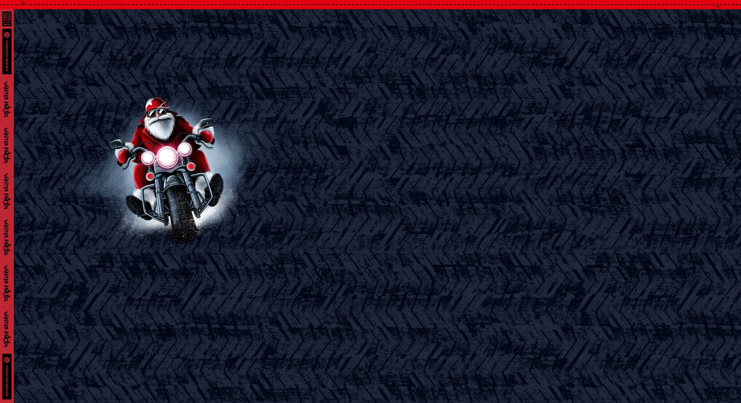 tolles neues Sweat Panel aus der Thorsten Berger Kollektion mit einem Santa auf einem coolen Motorrad in Blau