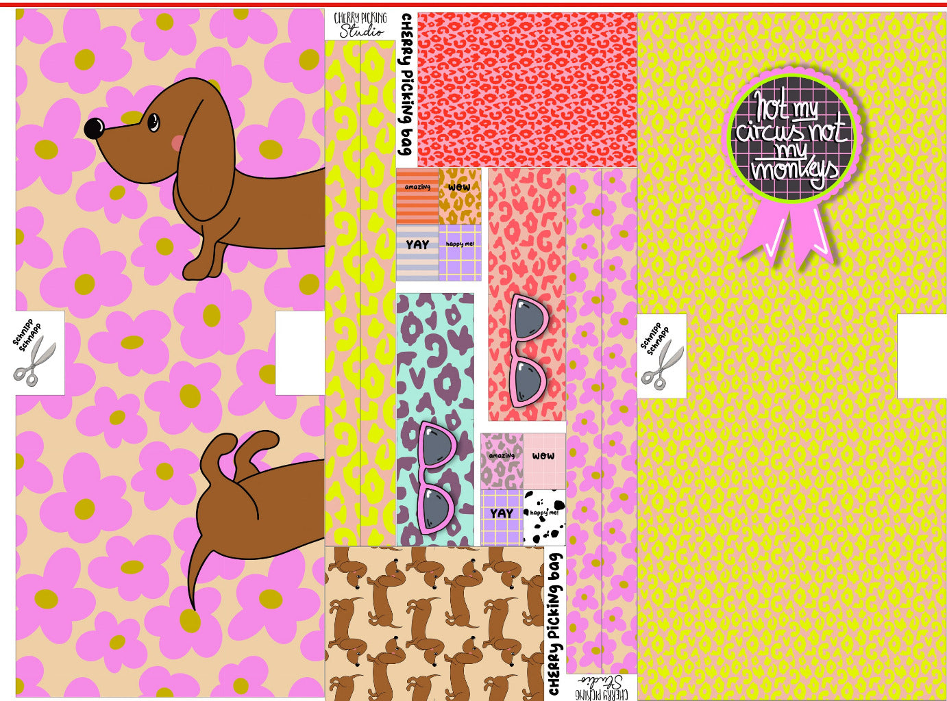 tolles neues Canvas Taschen Panel mit dem Motiv Not my Monkeys und kleiner Dackel