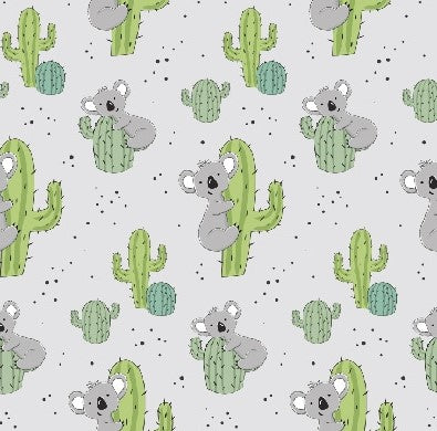 wunderschöner Stoff in Growi Design mit dem Motiv Koala Kaktus