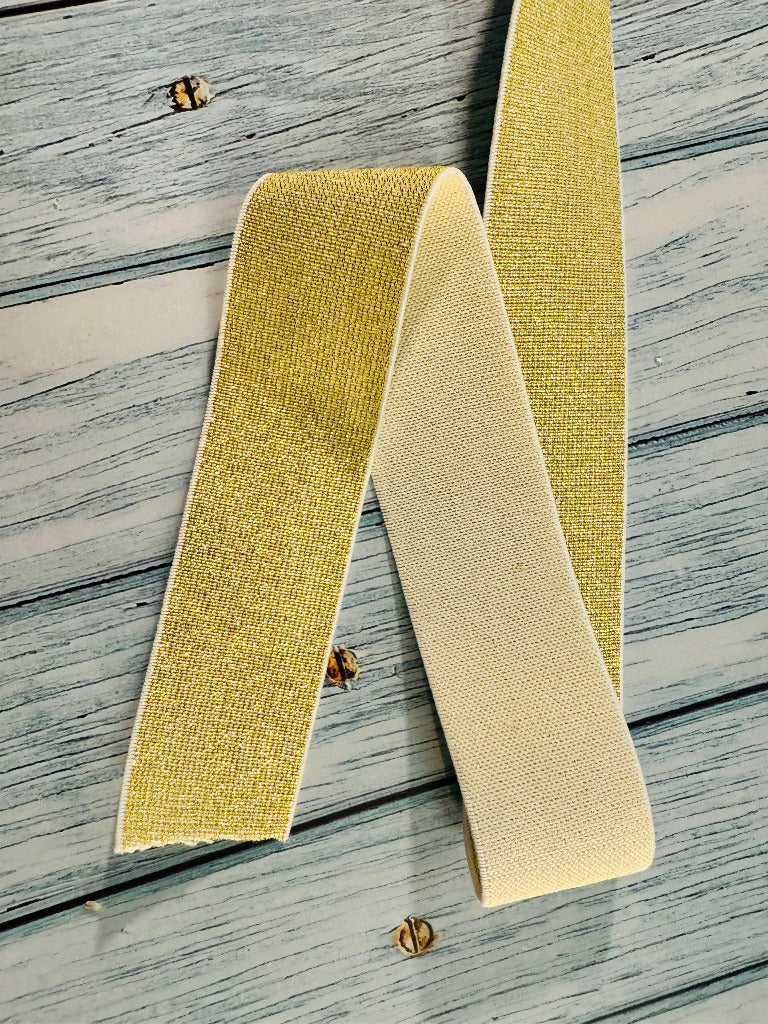 elastisches Gummiband mit Gold Glitzer Effekt vier zentimeter breit