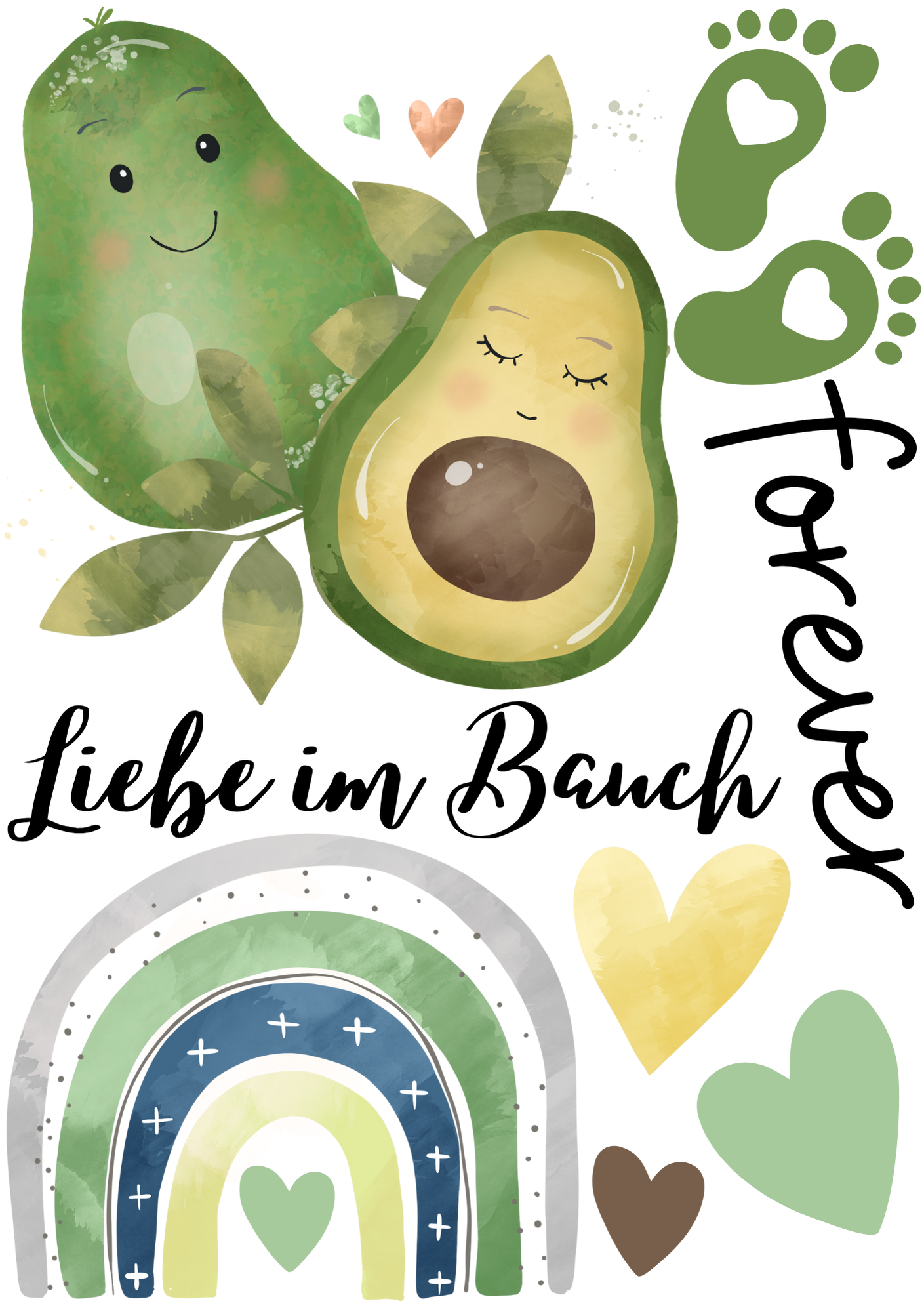 Bügelbild Bogen avocado und weitere Motive