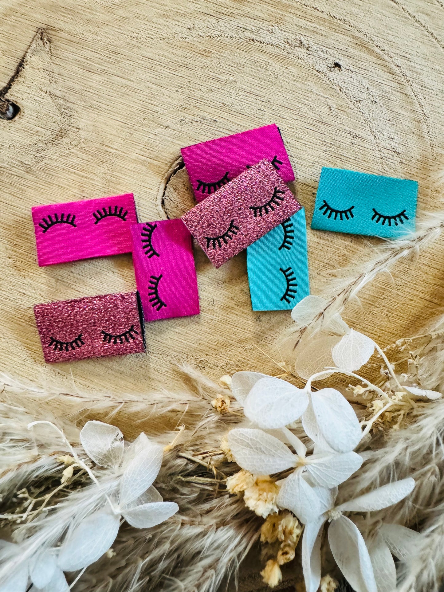 Weblabel Augen pink Glitzer