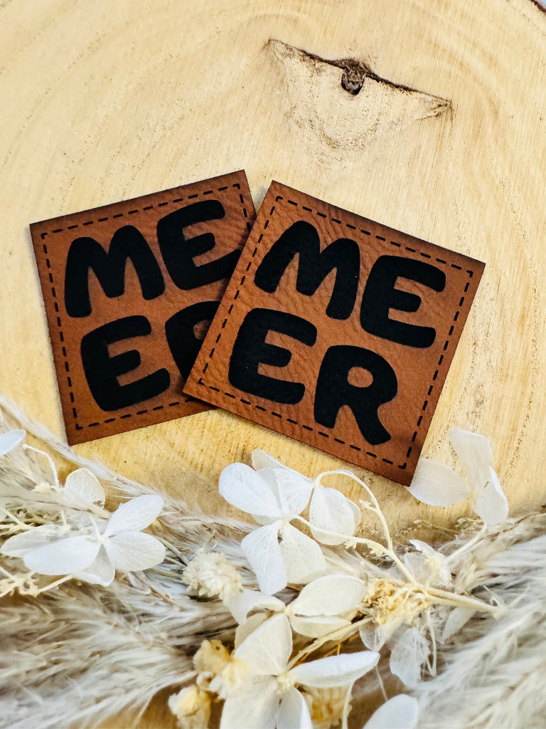 superweiches braunes Kunstlederlabel mit dem Spruch MEER