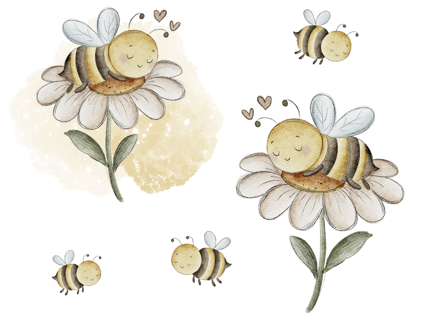 Bügelbild Bogen Bienchen