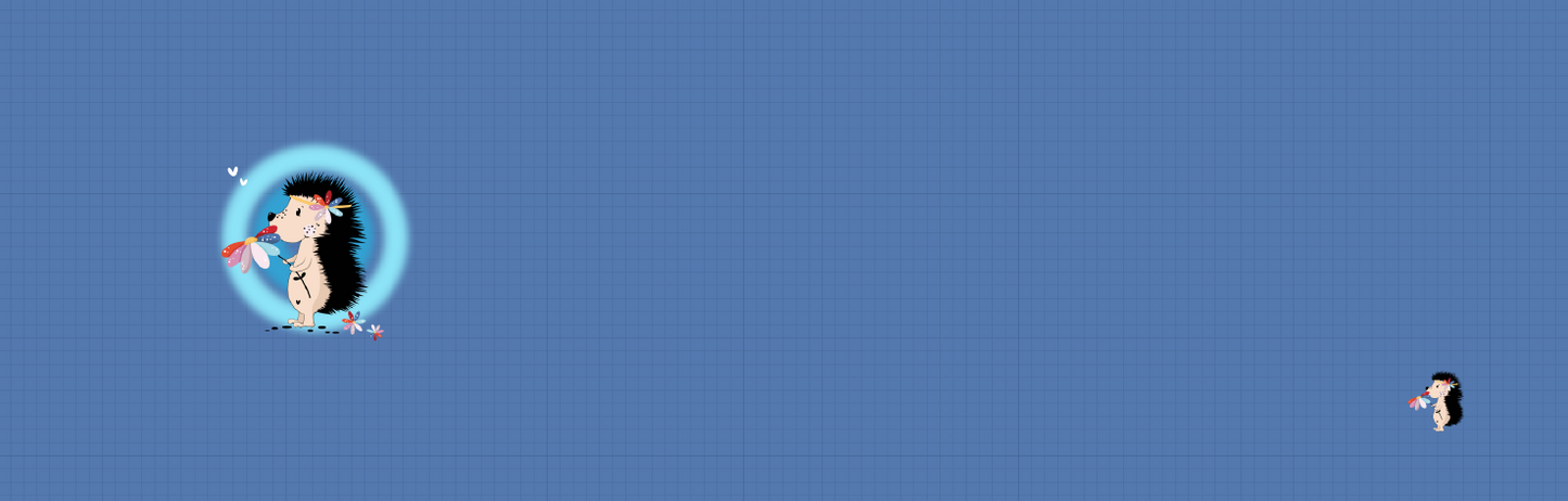 Stoff Growi Panel BlumenIGELchen Blau