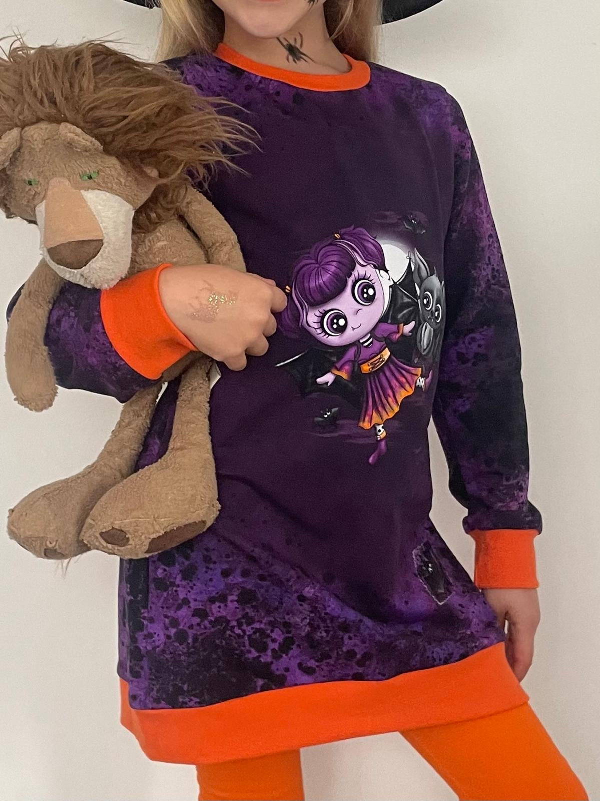 Stoff Sweat Halloween Lotti und Frau Flatterbein