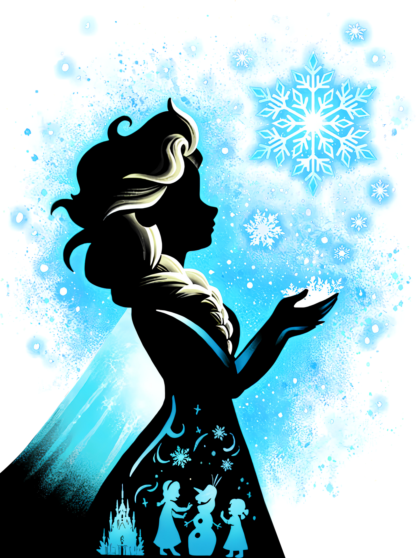 Bügelbild dass im Dunkeln leuchtet mit Prinzessin Elsa im Winter Wunder Land