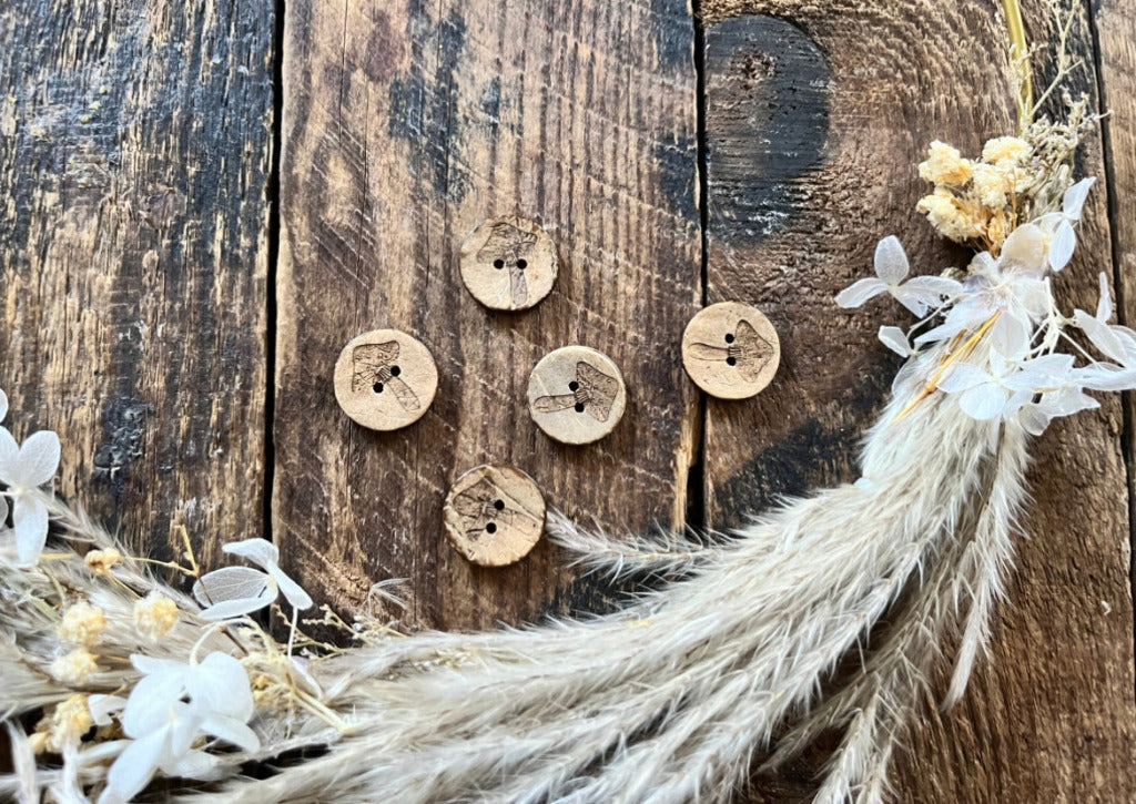 Kokosknopf mit einem Pilz abgebildet Durchmesser 20 mm