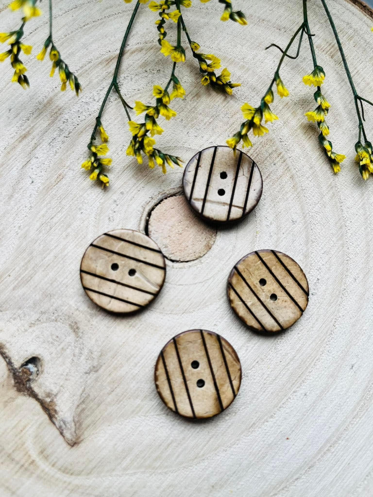 Kokos Knopf mit 4 Streifen Größe 25 mm