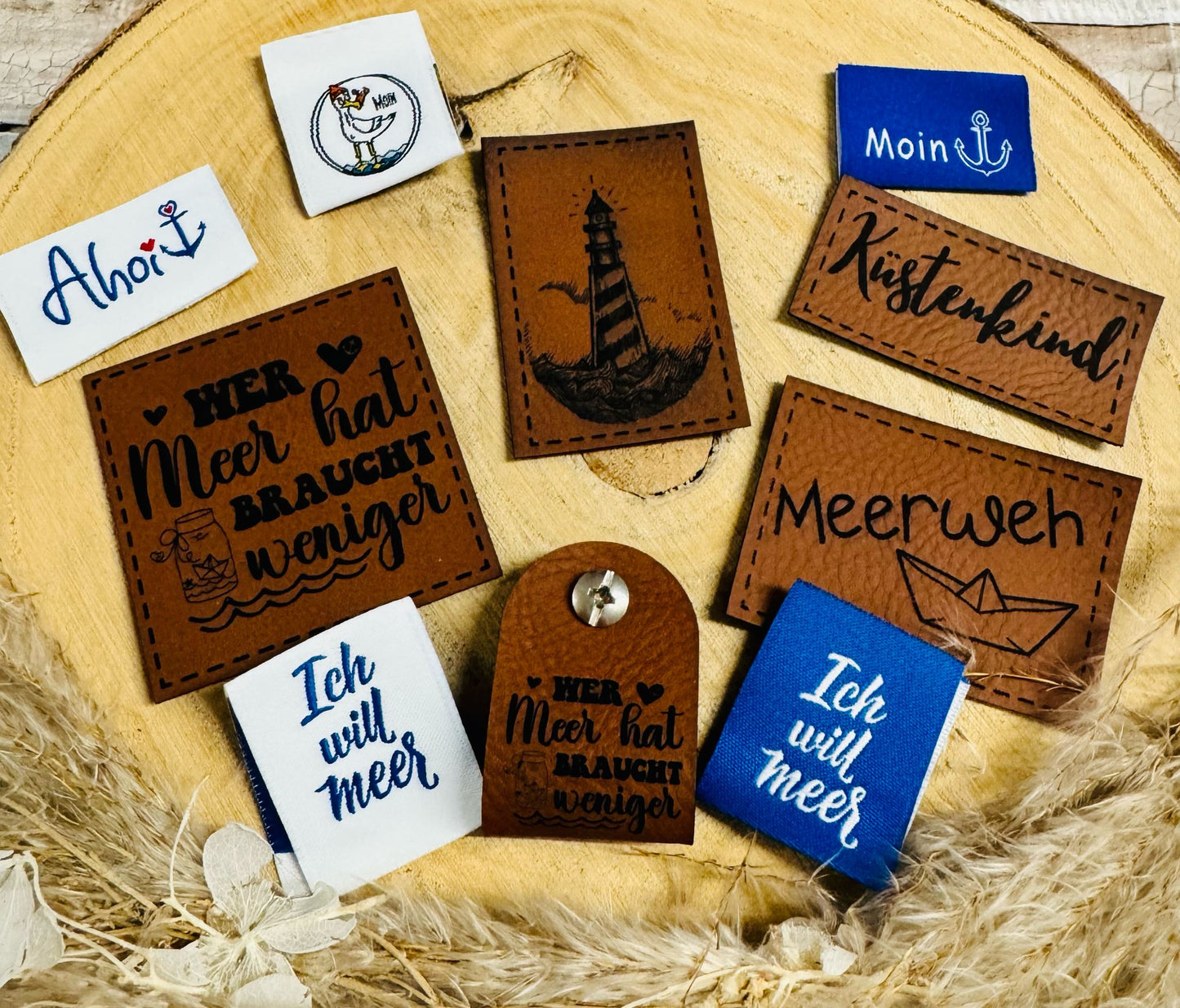 tolles Label Set mit verschiedenen maritimen Motiven