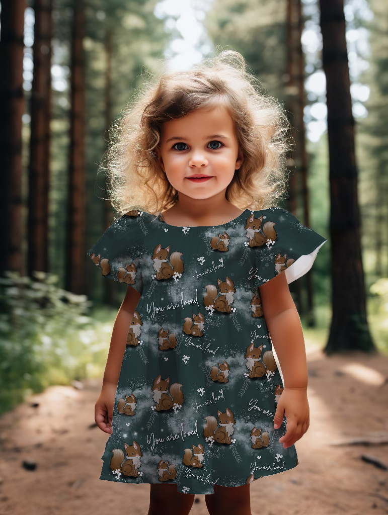 Kleidchen mit Fuchs Motiv petrolfarben