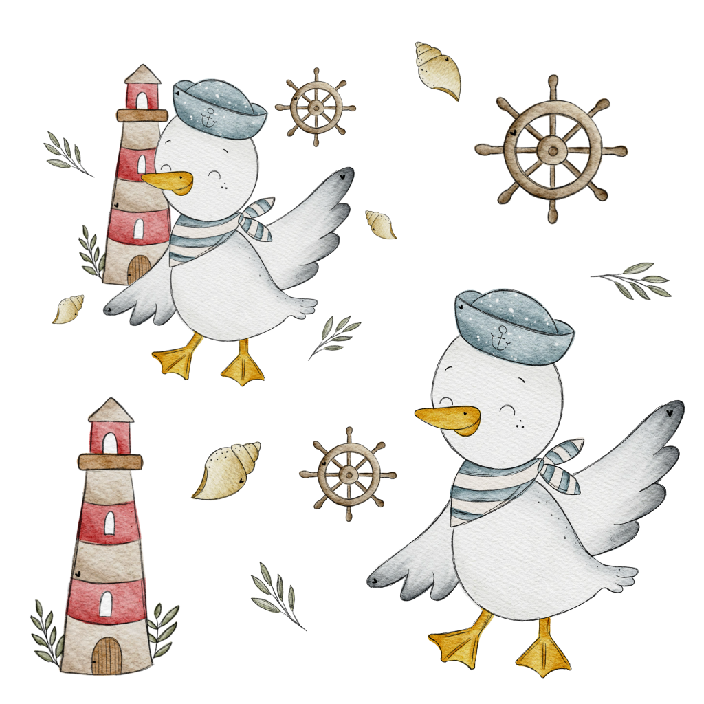 Bügelbild Bogen Möwen