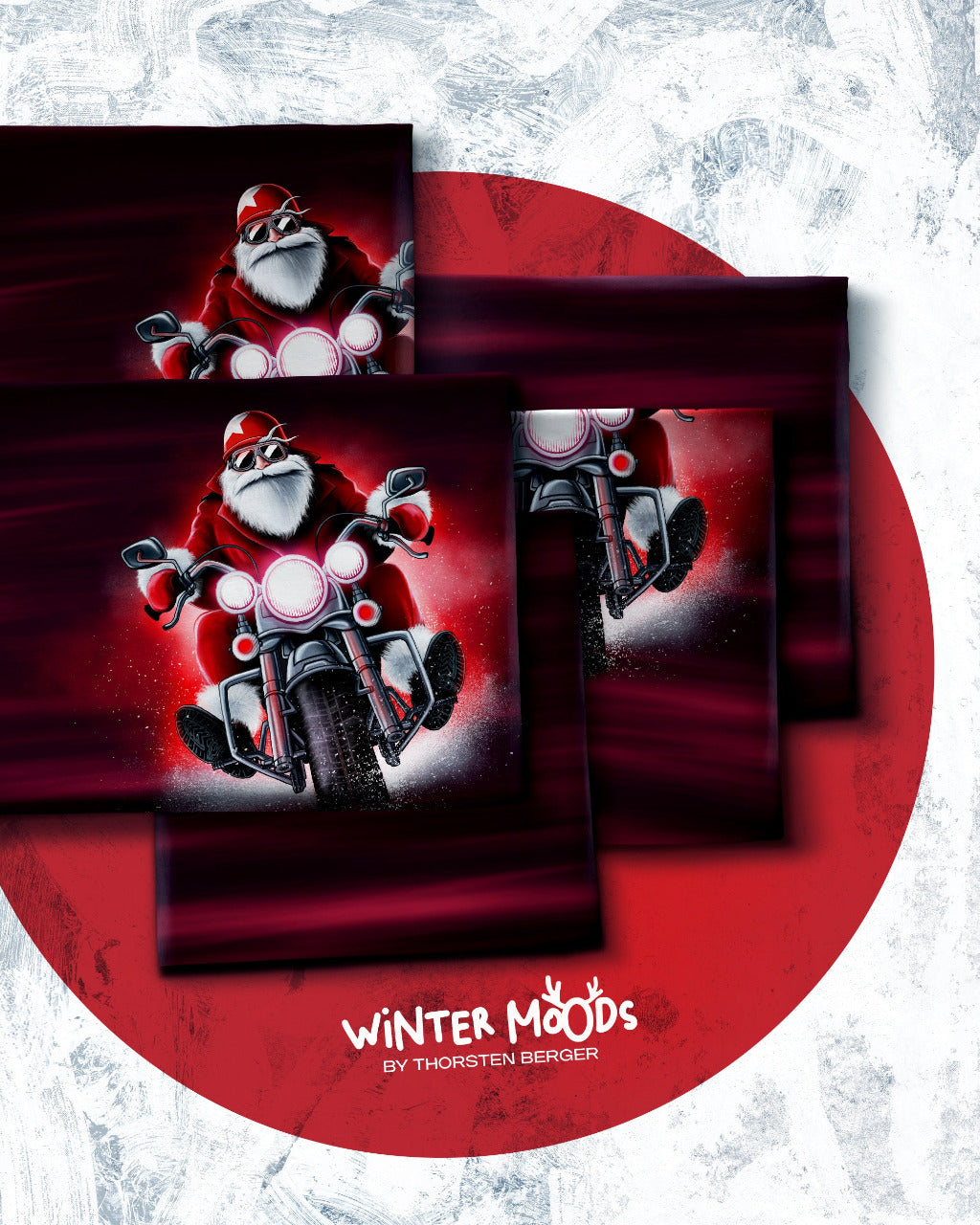 Stoff Sweat Panel Motiv cooler Santa in Bordeaux