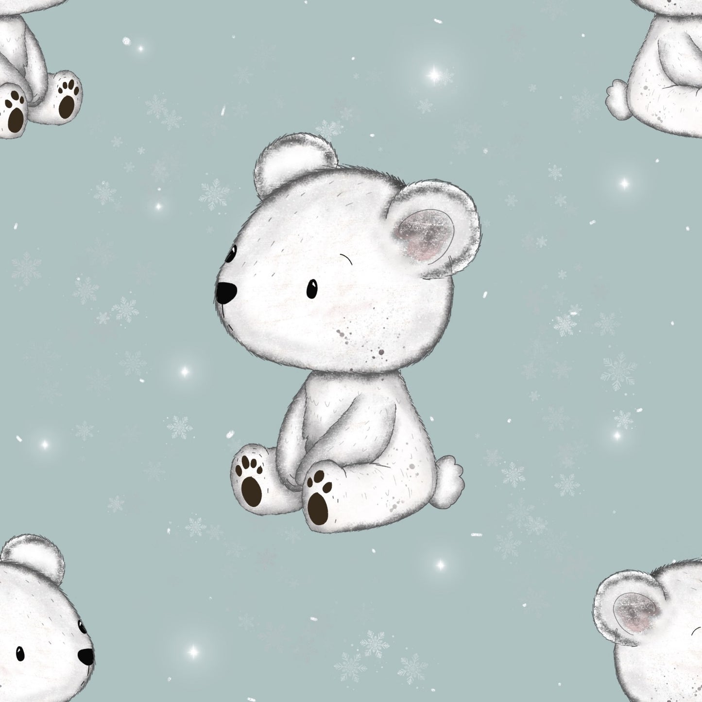 schöner Bio Sweat Stoff mit kleinen sitzenden Bärchen