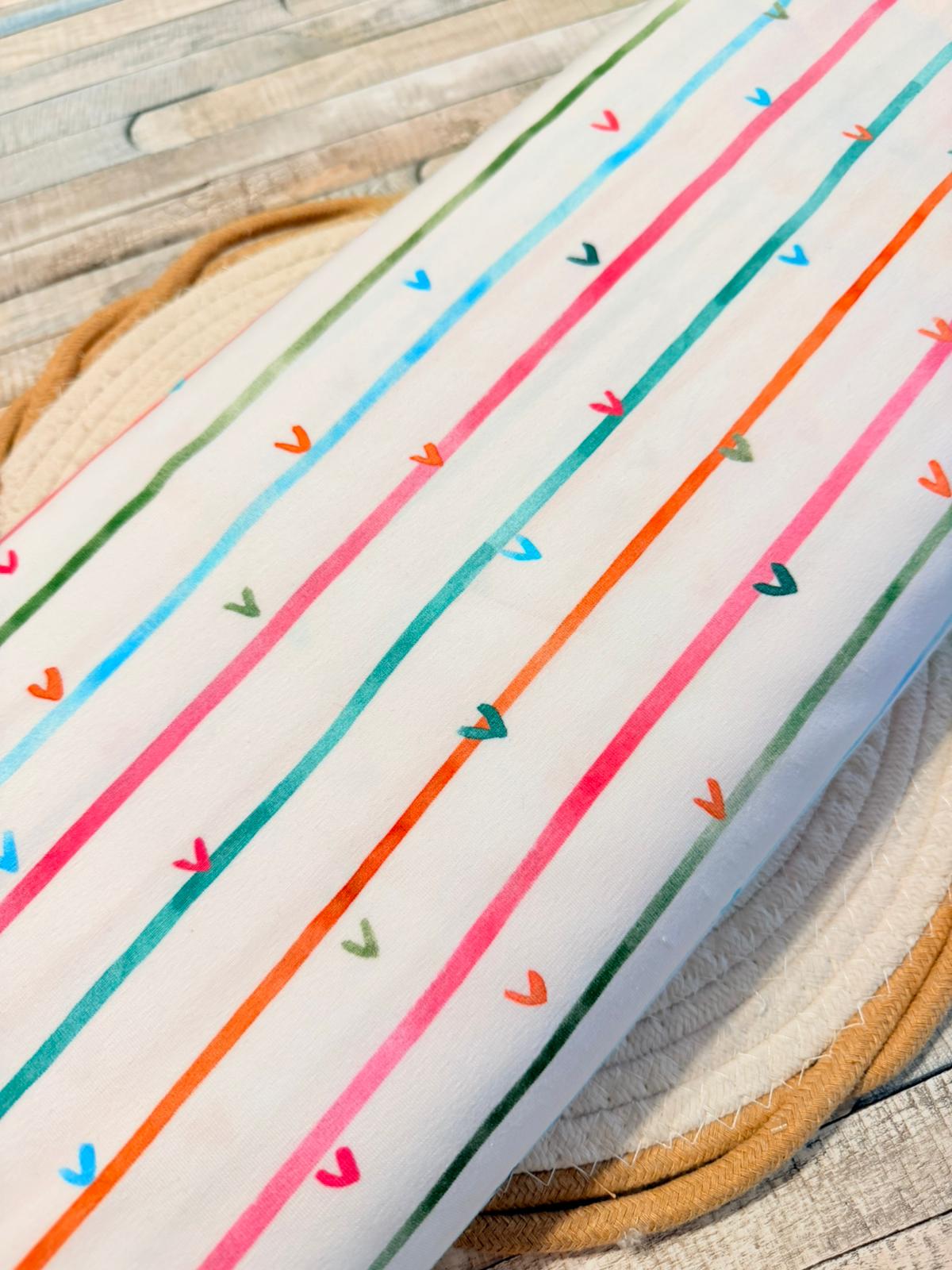 toller Stoff Jersey Swafing Theo Herzen weiss/bunt