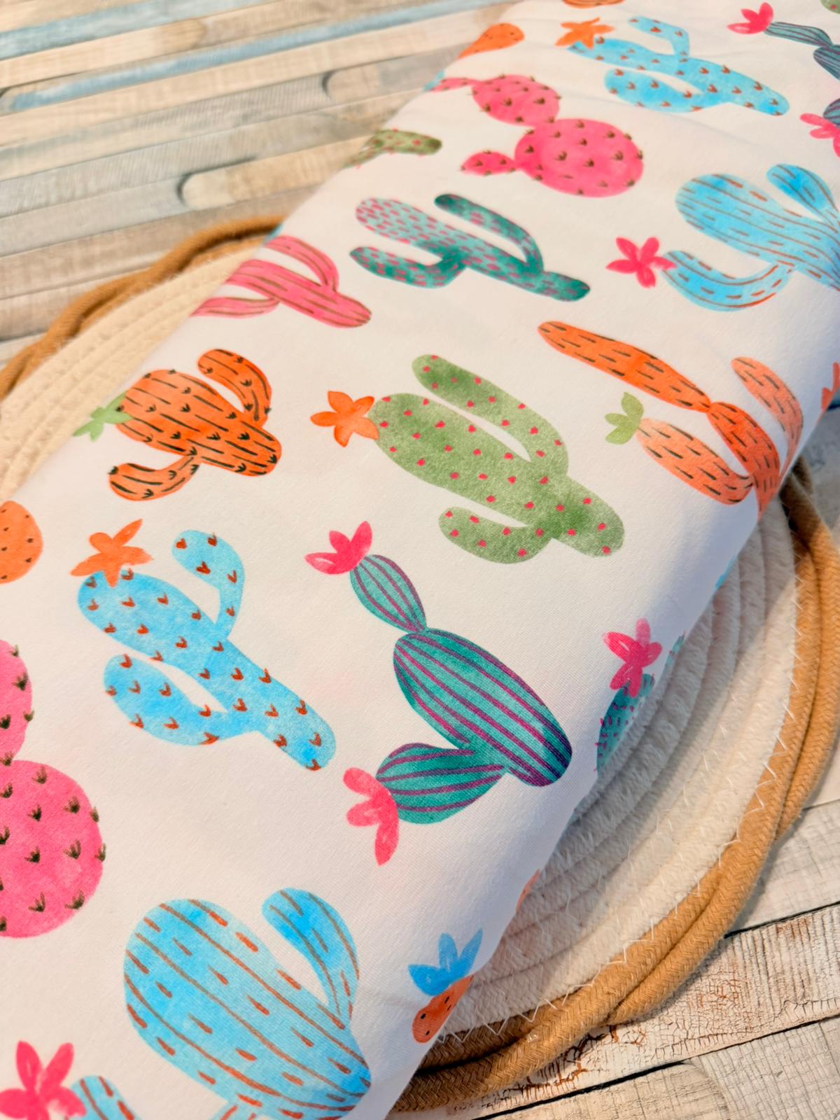 toller Stoff Jersey Swafing Theo Kakteen weiss/bunt