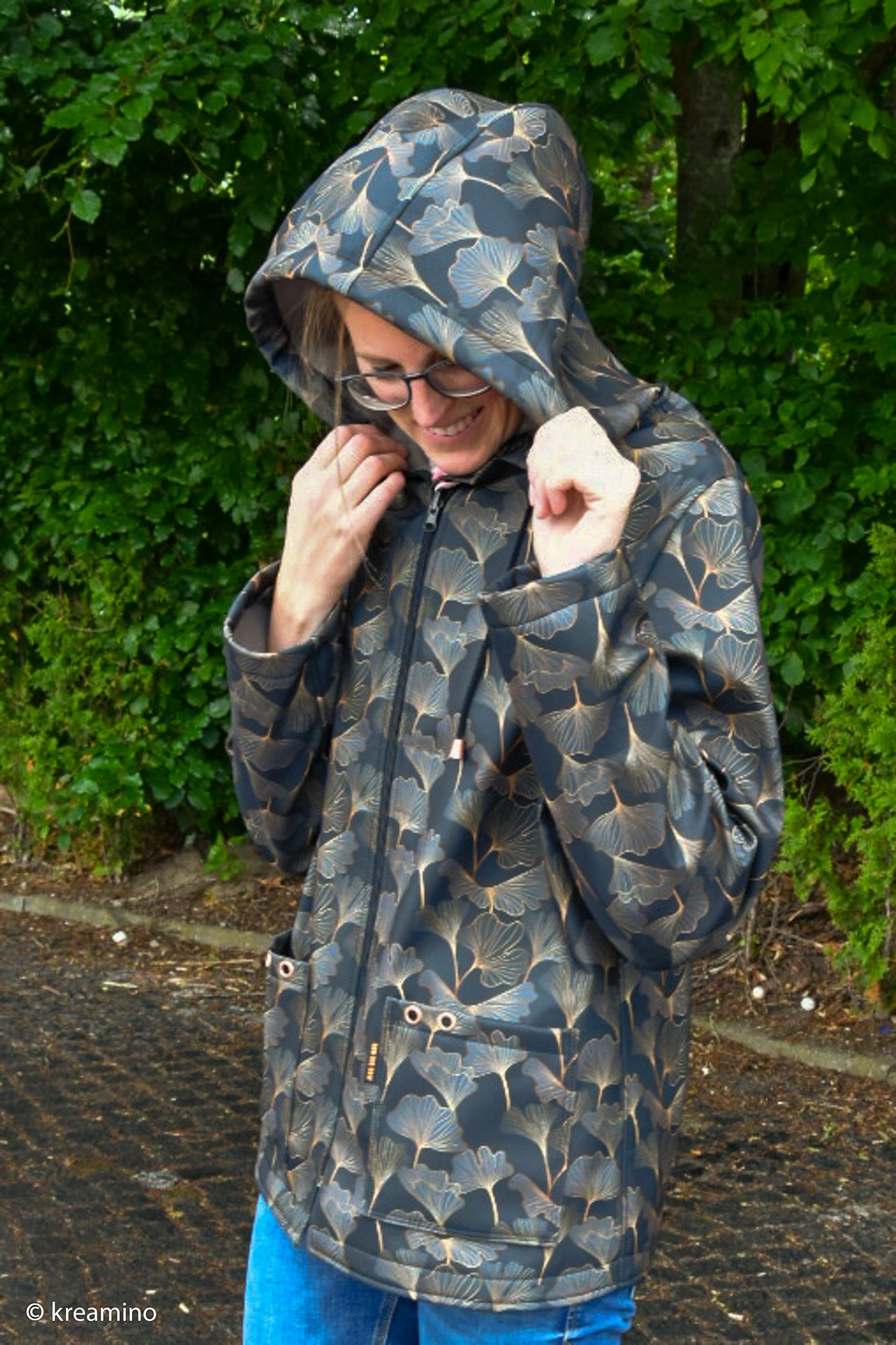 Stoff Softshell Ginko Blätter