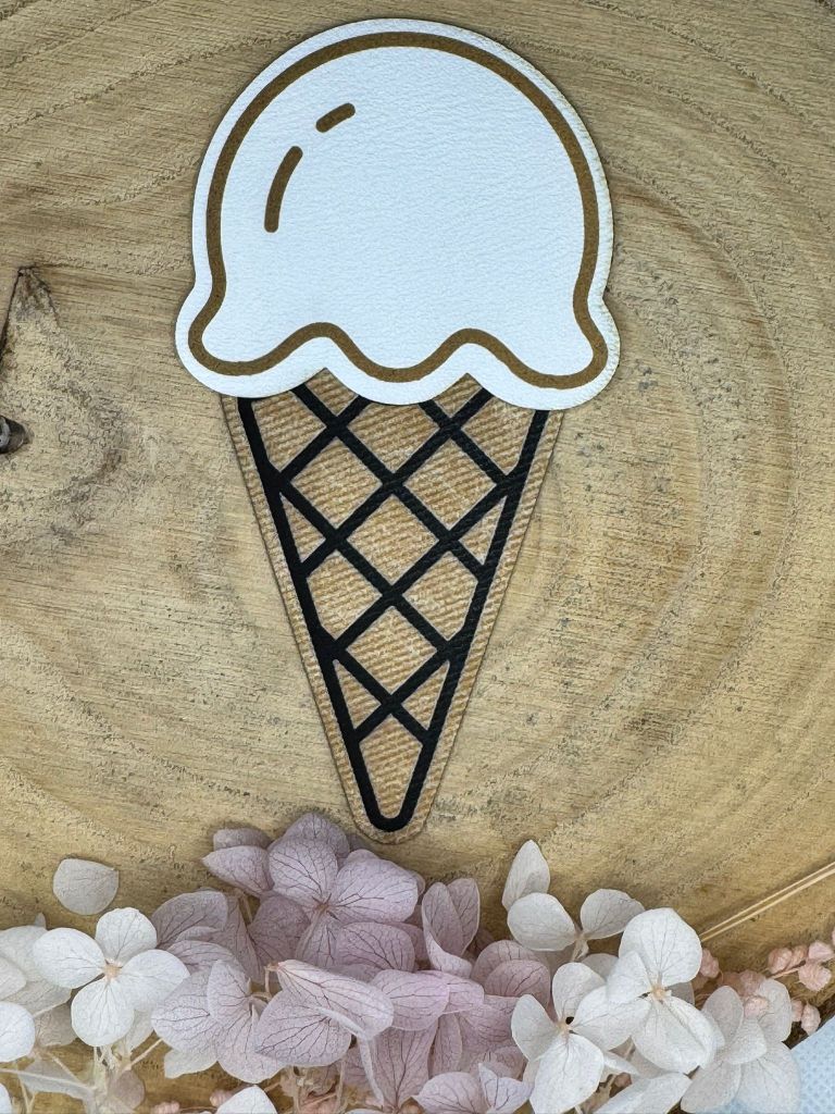 Kunstleder Label Eiswaffel Eiskugel Variationen