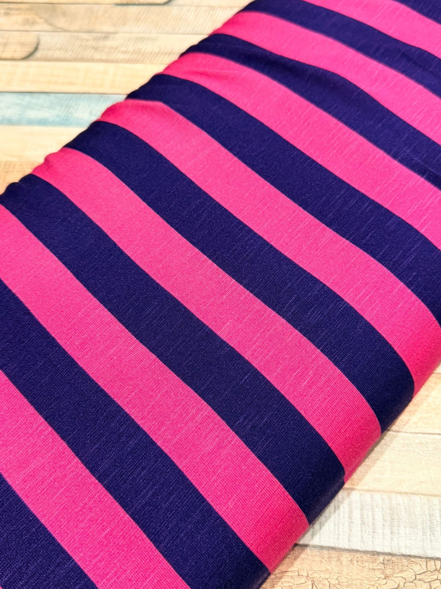 schöner Jersey Stoff gestreift pink blau