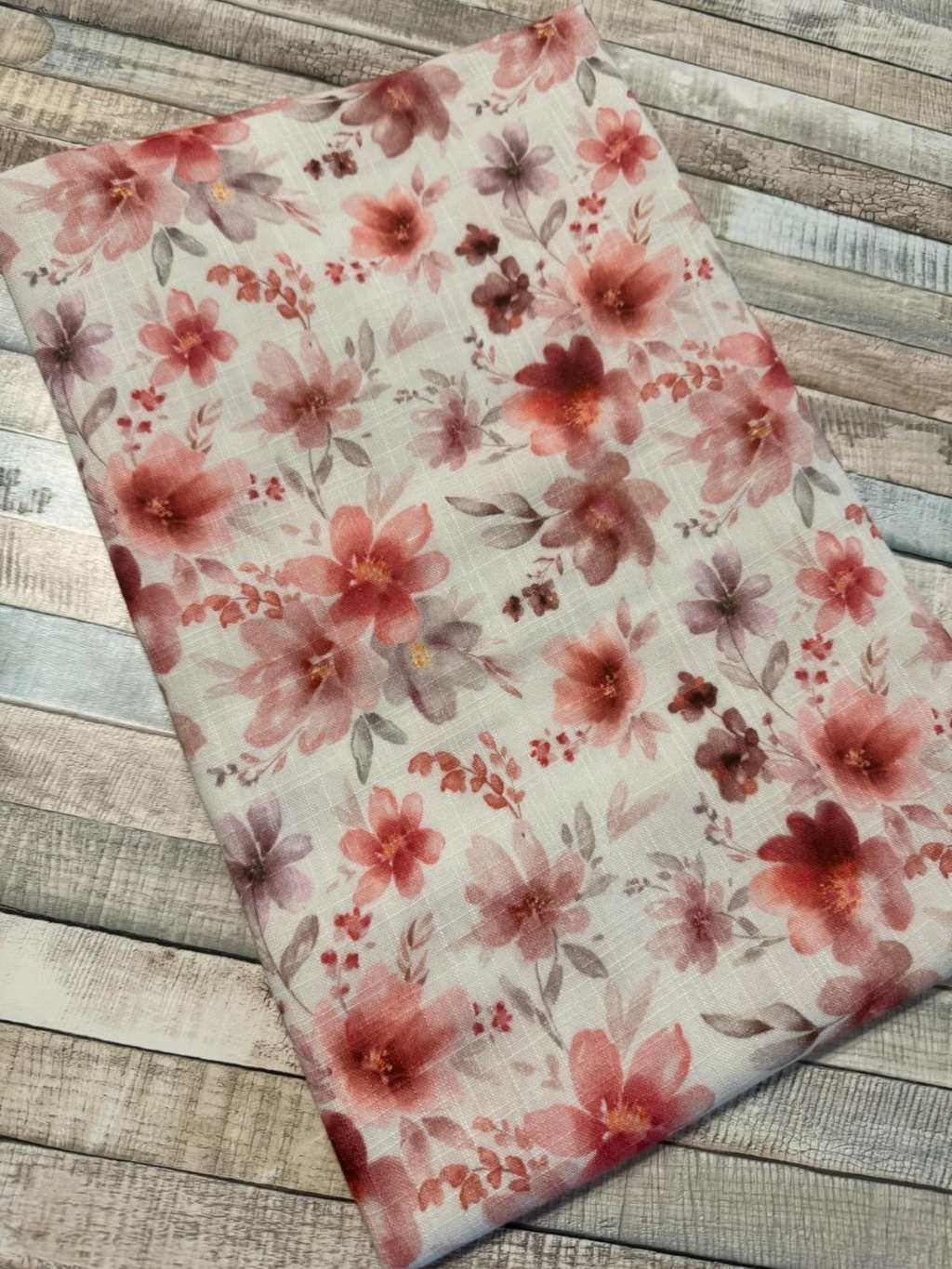 schöner neuer exclusiver Musselin Stoff by Ludos Lieblinge mit zarten rosa Wildblumen