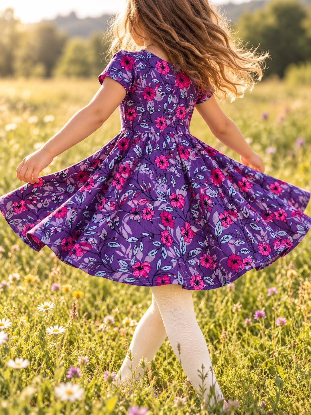 schöner Stoff mit floralen Blumenmuster in pink/lila Beispielbild