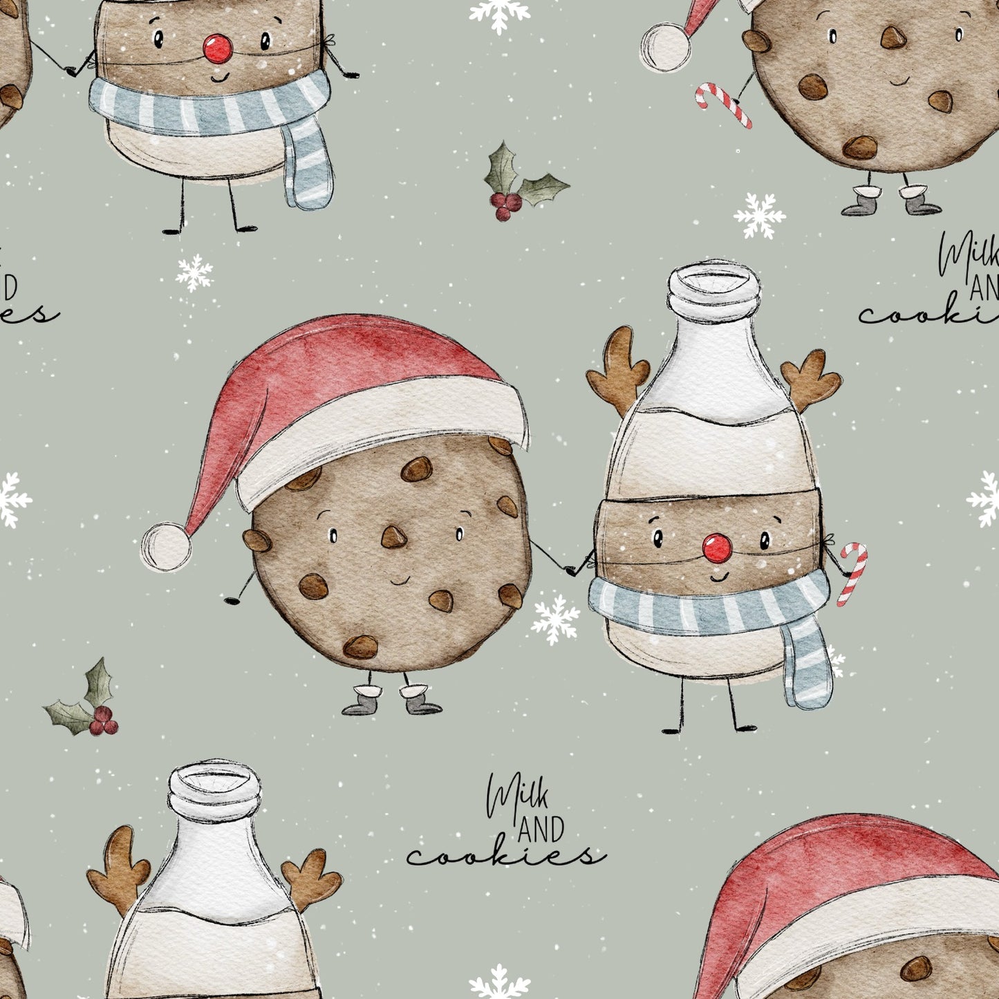 Rest Stoff Jersey VB Christmas Milk and Cookies