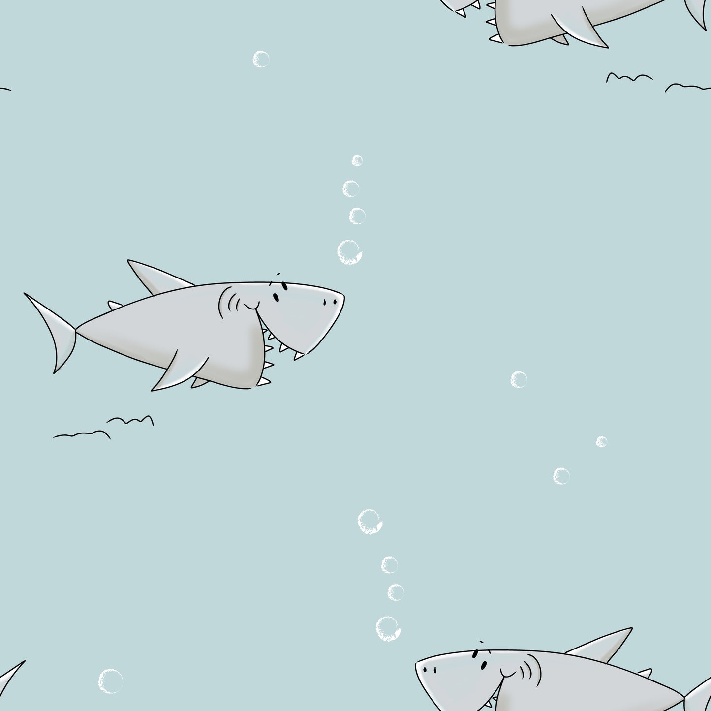 Stoff VB little Shark hellblau