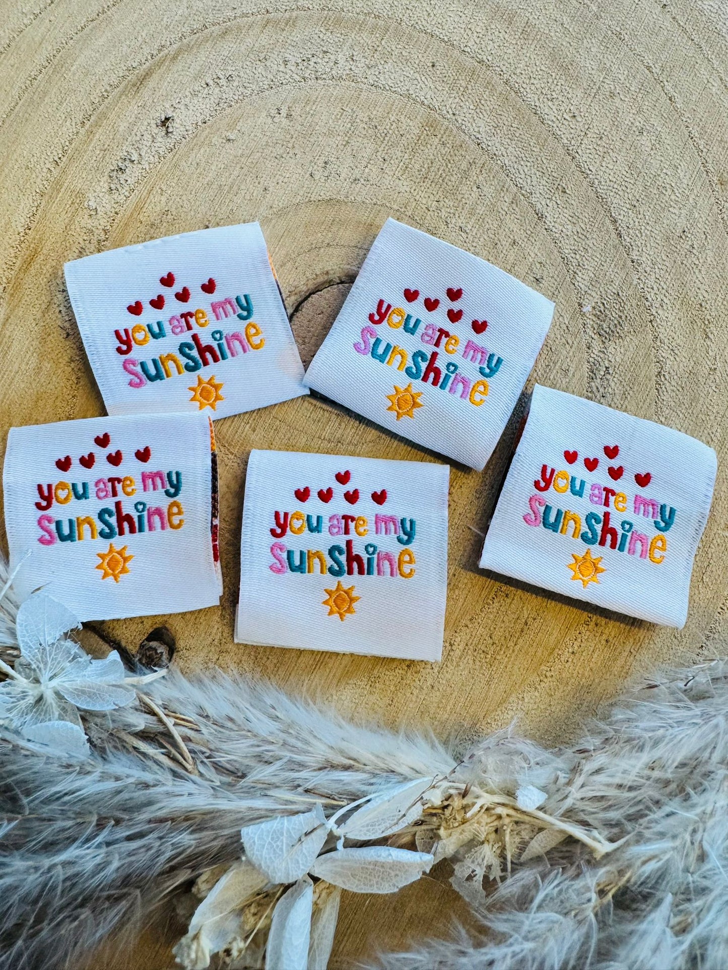 tolles buntes Weblabel mit dem Spruch You are my Sunshine und einer kleinen Sonne