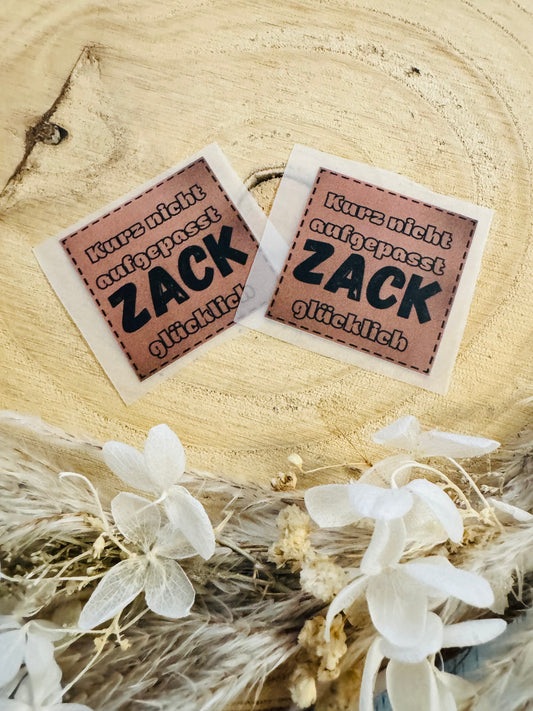 Bügellabel Zack glücklich
