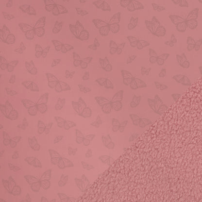 Stoff Softshell Reflektierend Schmetterlinge Rosa