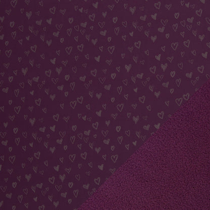 Stoff Softshell Reflektierend Herzen bordeaux