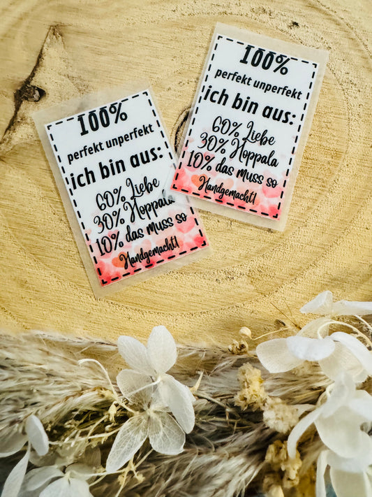 Bügellabel perfekt/unperfekt Herzen