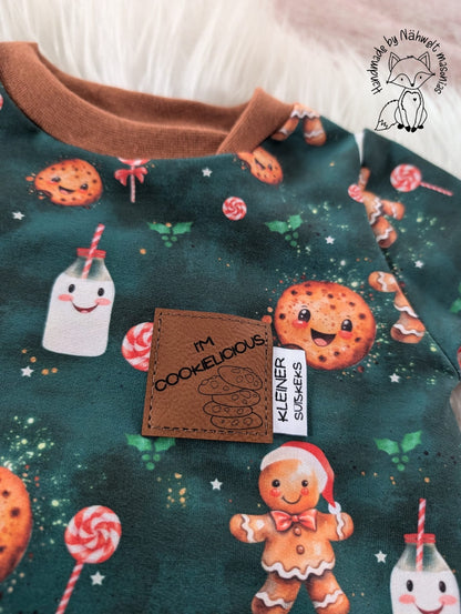 Rest Stoff Sweat VB Weihnachten Cookies 110 cm