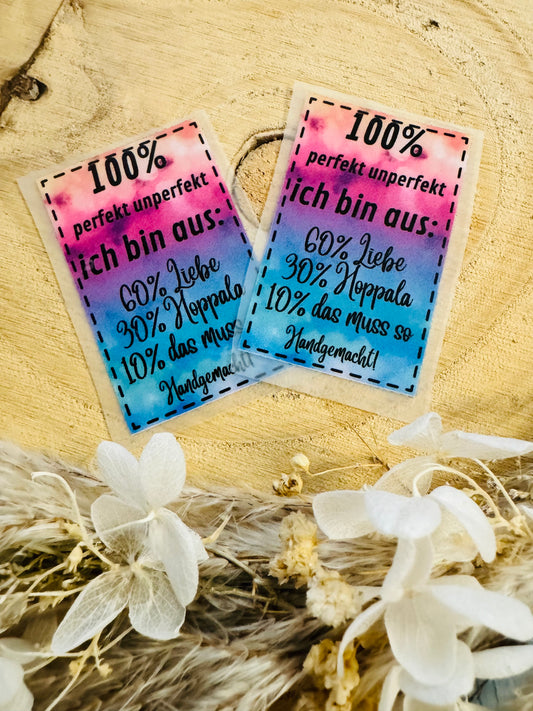 Bügellabel perfekt/unperfekt bunt