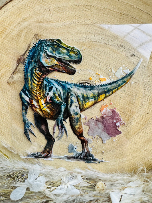 UV-Sticker mit einem stehendem Dino in Farbe bunt aquarell
