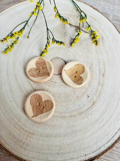 Knopf Holz Herz