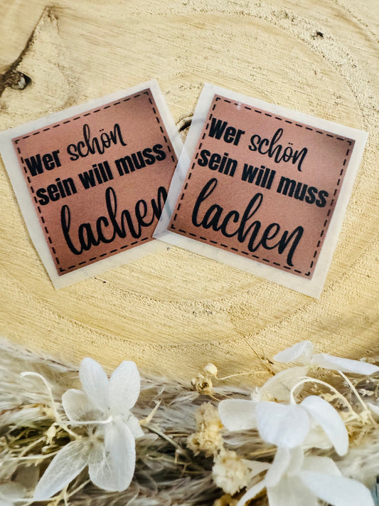 Bügellabel wer schön sein will braun