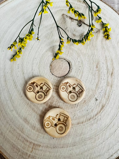 Knopf Holz/Kokos  Traktor