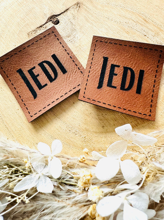 superweiches braunes kunstlederlabel mit dem spruch JEDI