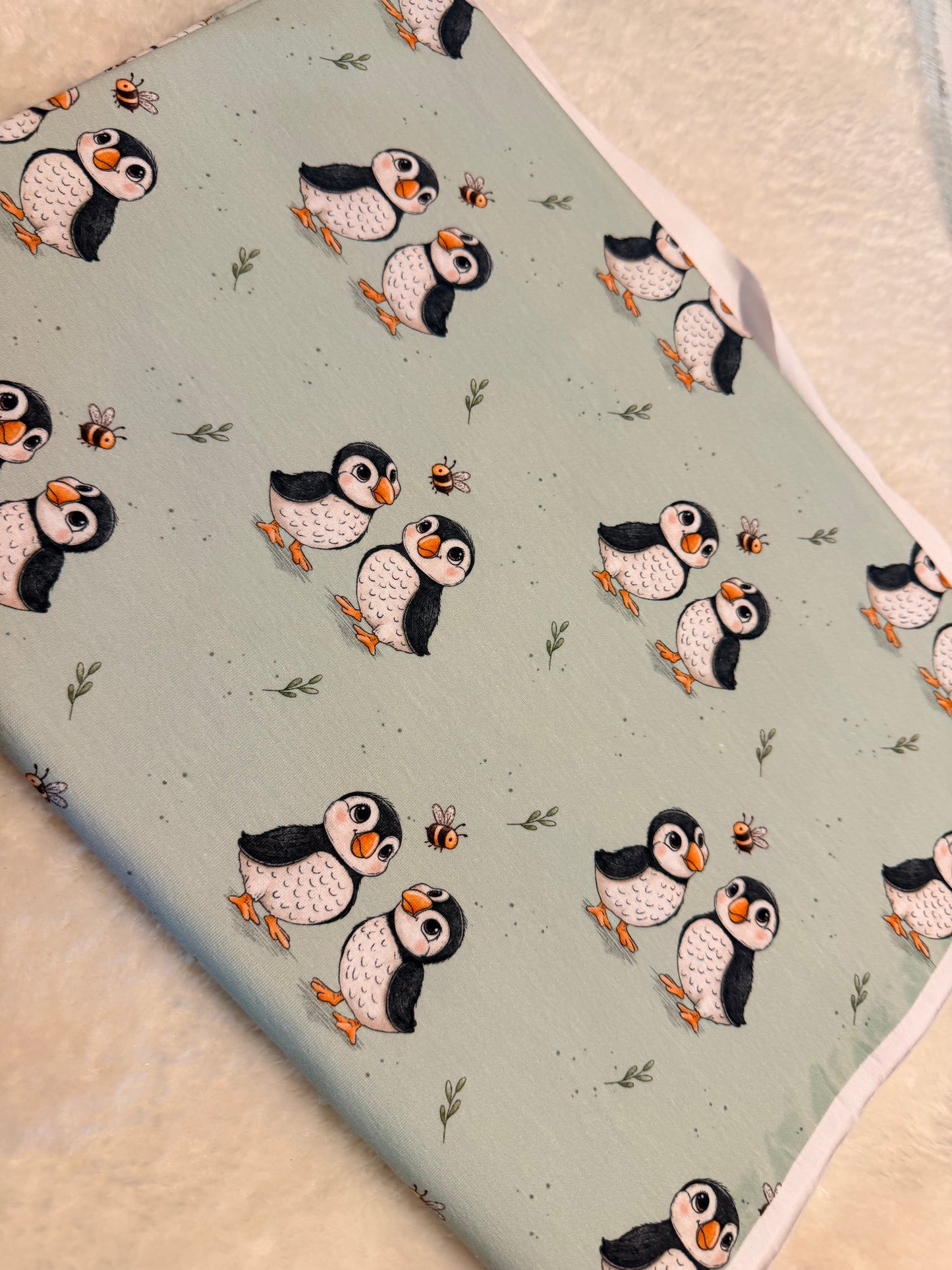 Stoff VB Bienen Puffins Türkis