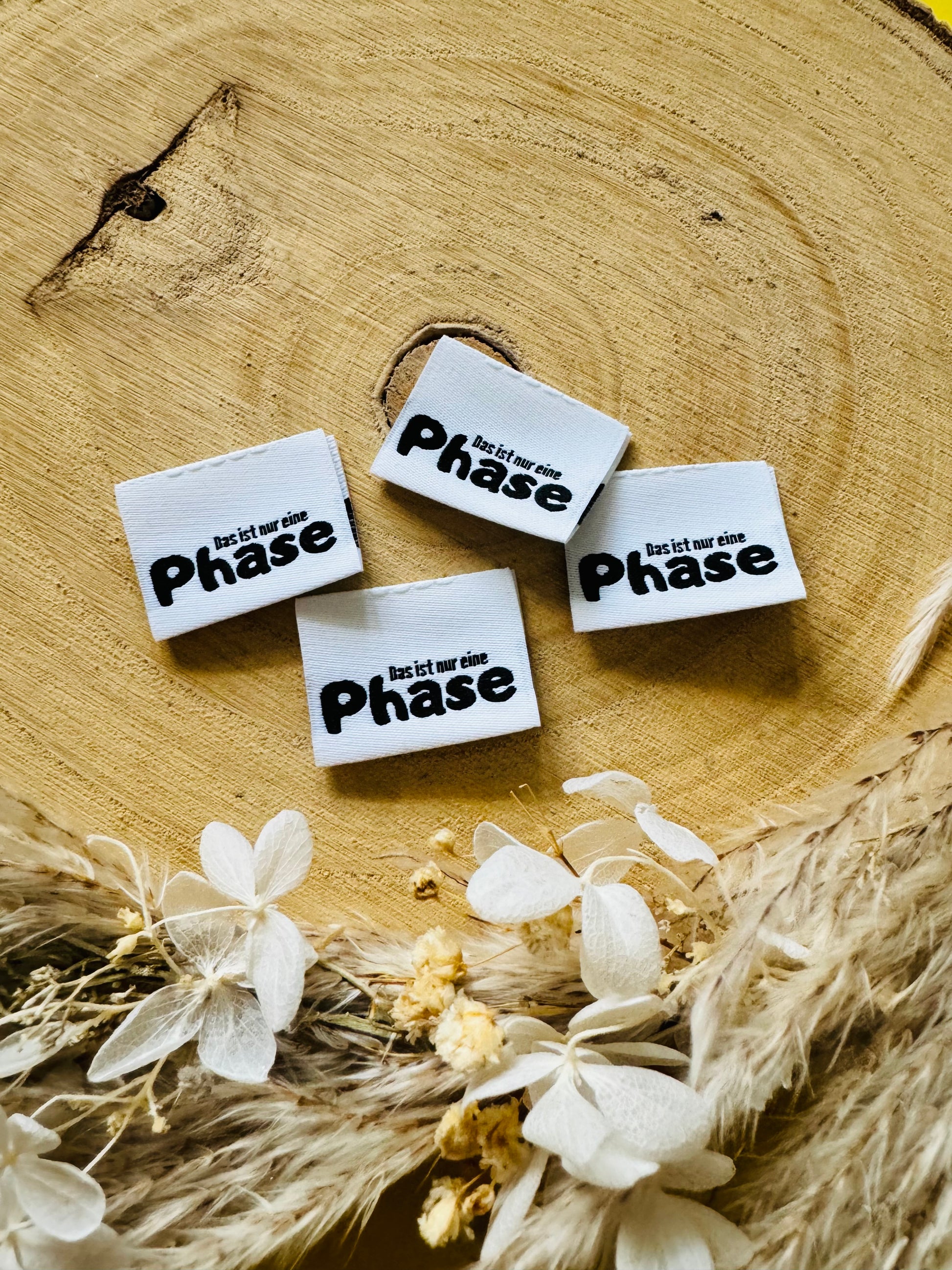 weisses Weblabel mit dem Spruch Das ist nur eine PHASE in weisser Schrift