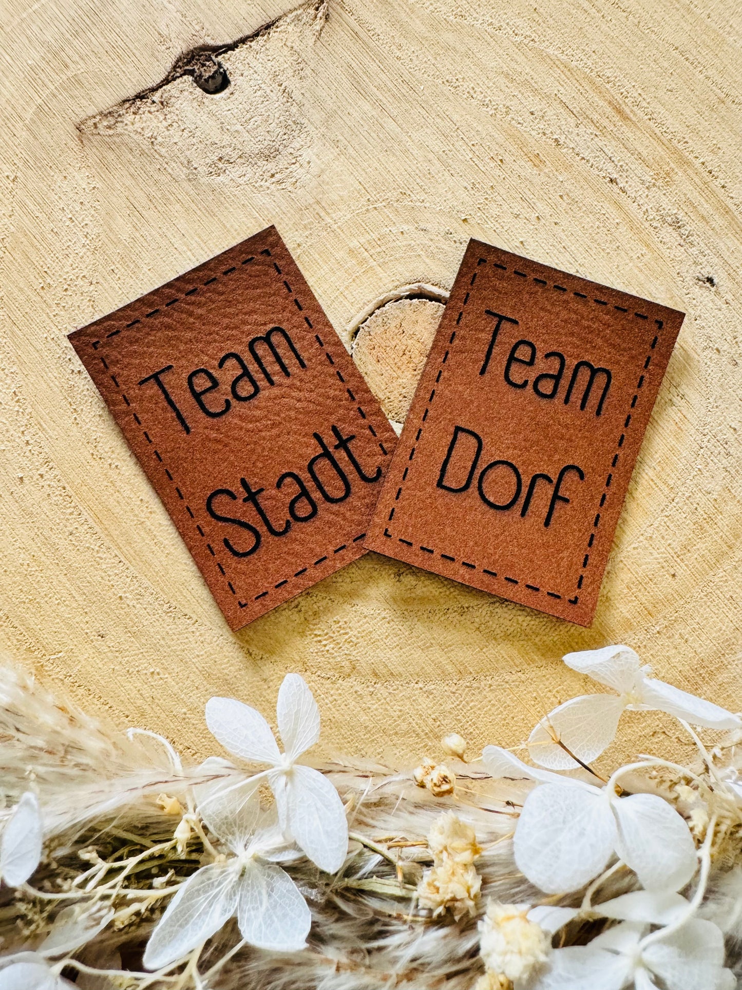 Kunstlederlabel Team Dorf