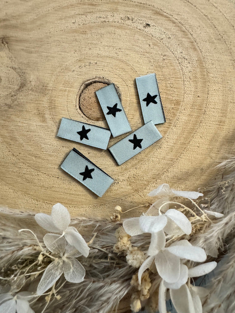 mintgrünes Weblabel mit einem kleinen schwarzen Stern