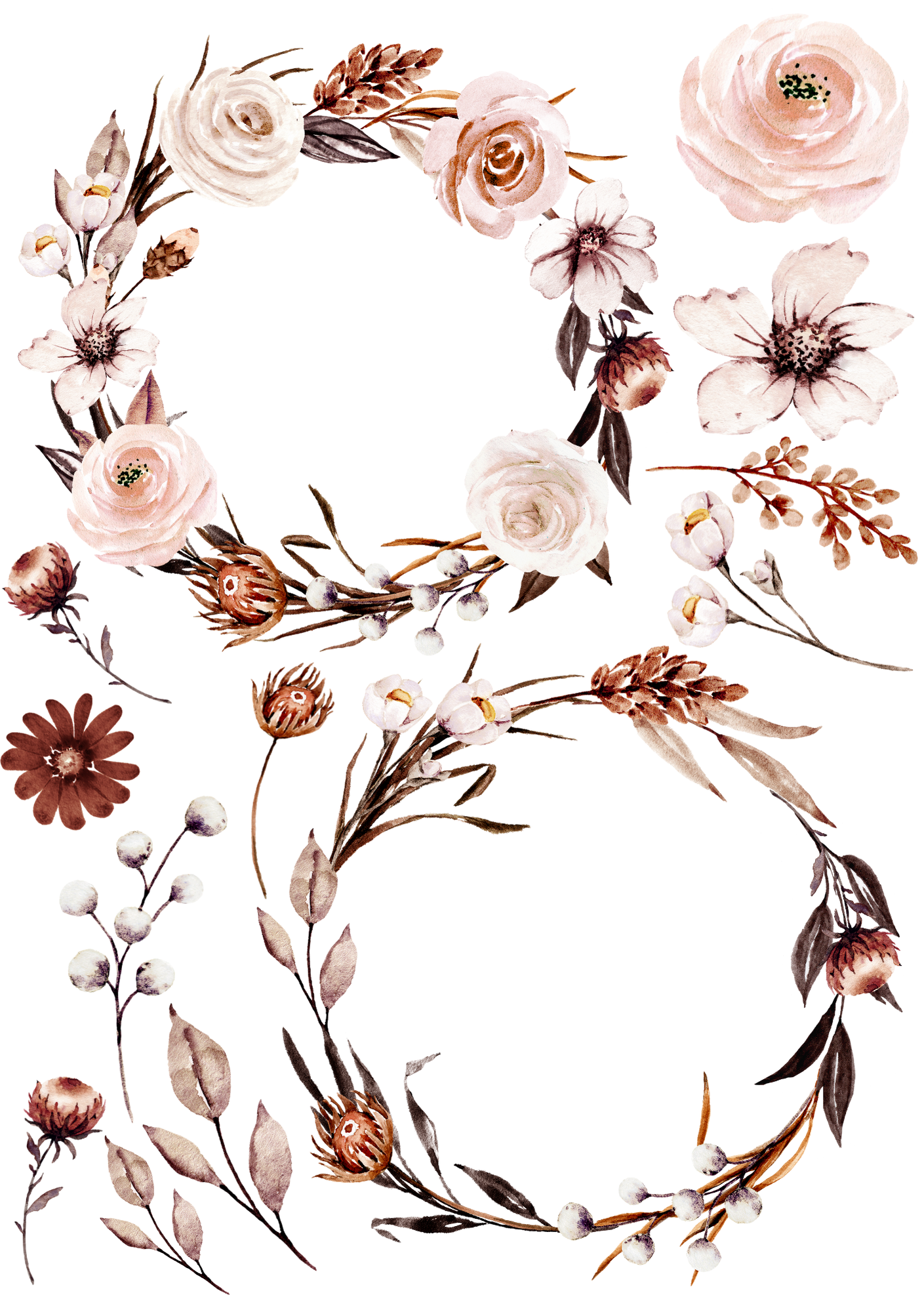 Bügelbild Bogen mit Blumenkränzen geflochten