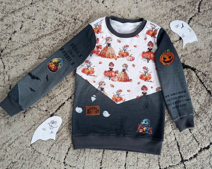 ein schöner selbst genähter Kinder Pullover mit dem Prinzessinnen Motiven 
