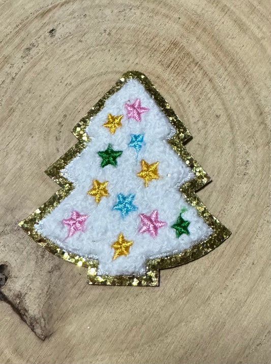 Patch Chenille Weihnachtsbaum weiß