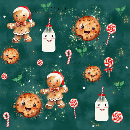 Rest Stoff Sweat VB Weihnachten Cookies 110 cm