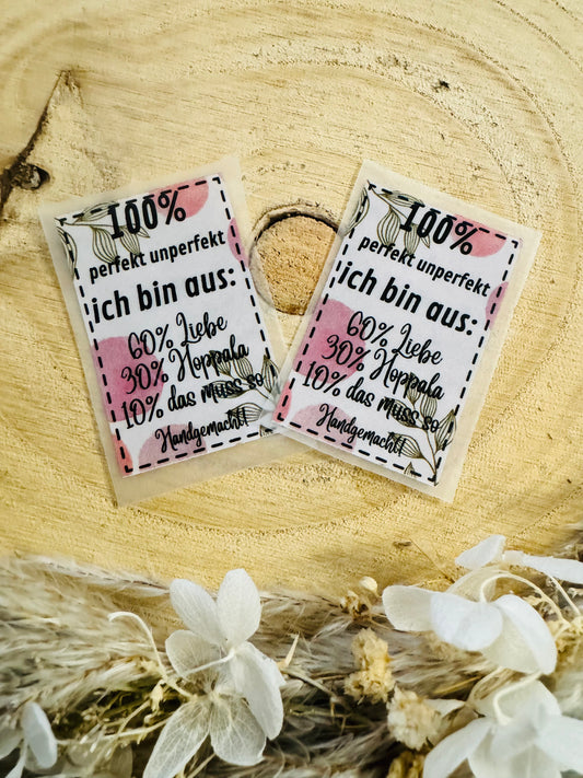 Bügellabel perfekt/unperfekt rosa Punkte